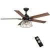 Home Decorators Collection Casun 52 in. LED Indoor Aged Iron Ceiling Fan with Remote Control and Light Kit -Flora Home Decorators Soldes aged iron home decorators collection ceiling fans with lights 11252aiwncn 64 1000
