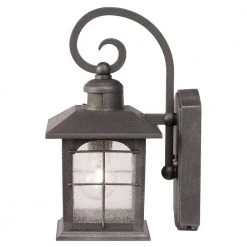 Home Decorators Collection Brimfield 14.2 in. Aged Iron 1 Light Outdoor Wall Lantern with Clear Seedy Glass Shade and 220 Motion Sensing -Flora Home Decorators Soldes aged iron home decorators collection outdoor sconces hb7251ma 292 77 1000