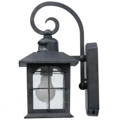 Home Decorators Collection Brimfield 14.2 in. Aged Iron 1 Light Outdoor Wall Lantern with Clear Seedy Glass Shade and 220 Motion Sensing -Flora Home Decorators Soldes aged iron home decorators collection outdoor sconces hb7251ma 292 c3 1000