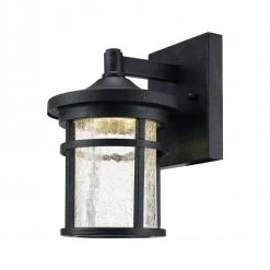 Home Decorators Collection Westbury Collection Aged Iron Outdoor LED Wall Lantern Sconce with Crackle Glass