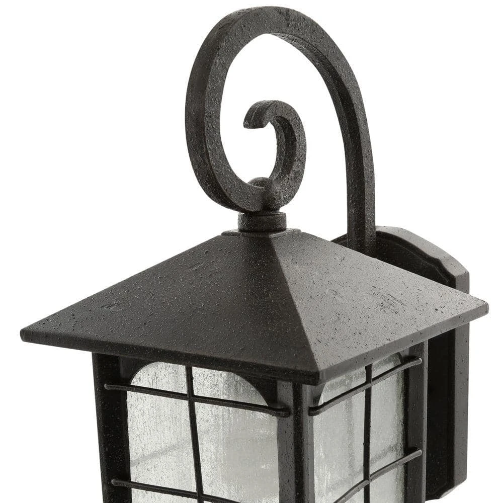 Home Decorators Collection Brimfield 12.75 in. Aged Iron 1 Light Outdoor Wall Lantern with Clear Seedy Glass Shade 6 Home Decorators Collection Brimfield 12.75 in. Aged Iron 1 Light Outdoor Wall Lantern with Clear Seedy Glass Shade - Image 4