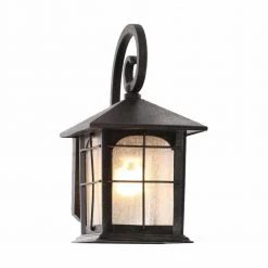 Home Decorators Collection Brimfield 12.75 in. Aged Iron 1 Light Outdoor Wall Lantern with Clear Seedy Glass Shade
