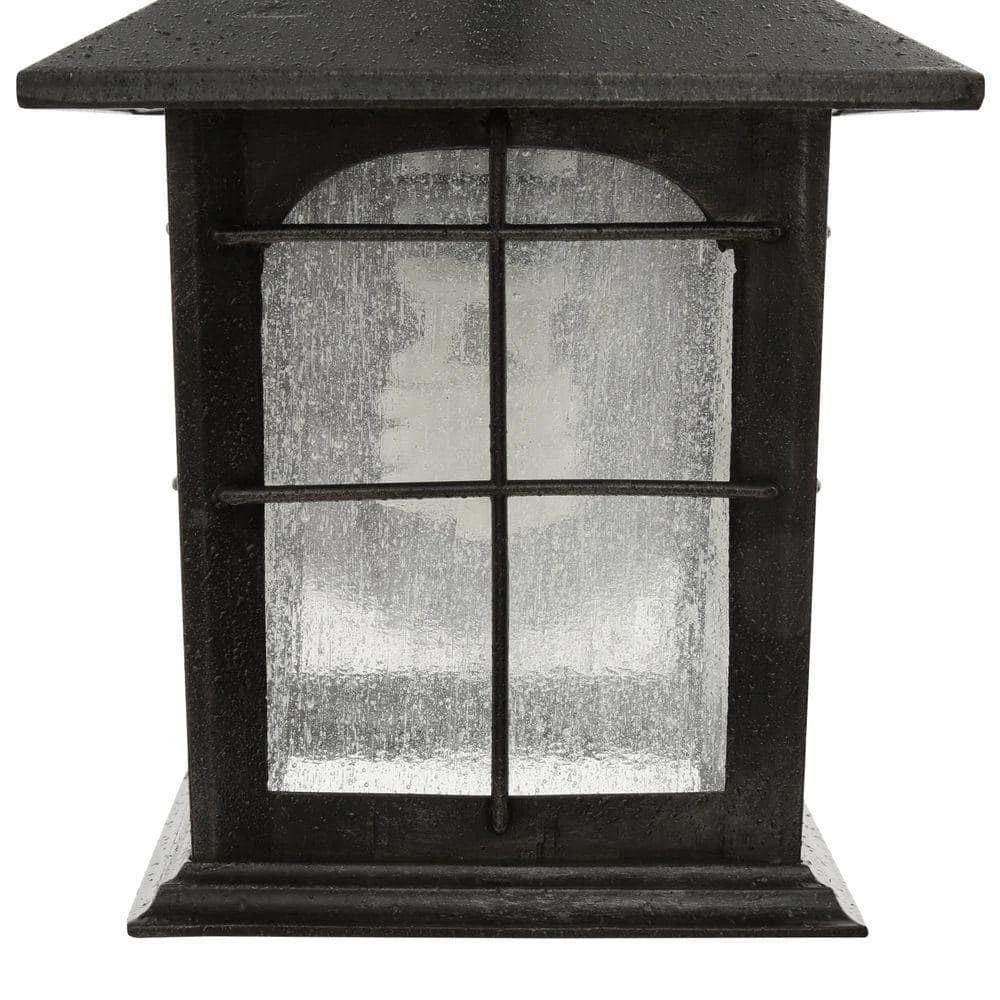 Home Decorators Collection Brimfield 12.75 in. Aged Iron 1 Light Outdoor Wall Lantern with Clear Seedy Glass Shade 7 Home Decorators Collection Brimfield 12.75 in. Aged Iron 1 Light Outdoor Wall Lantern with Clear Seedy Glass Shade - Image 5