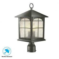 Home Decorators Collection Brimfield 18 in. Aged Iron 3-Light Outdoor Post Lamp with Clear Seedy Glass Shade -Flora Home Decorators Soldes aged iron home decorators collection post lanterns y37031a 151 66 1000