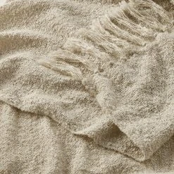 Home Decorators Collection Almond Biscotti Ivory Cozy Boucle Throw Blanket with Tassels -Flora Home Decorators Soldes almond biscotti home decorators collection throw blankets swh404 40 1000