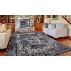 Home Decorators Collection Angora Anthracite 8 ft. x 10 ft. Medallion Area Rug -Flora Home Decorators Soldes anthracite home decorators collection area rugs 27337 c3 1000