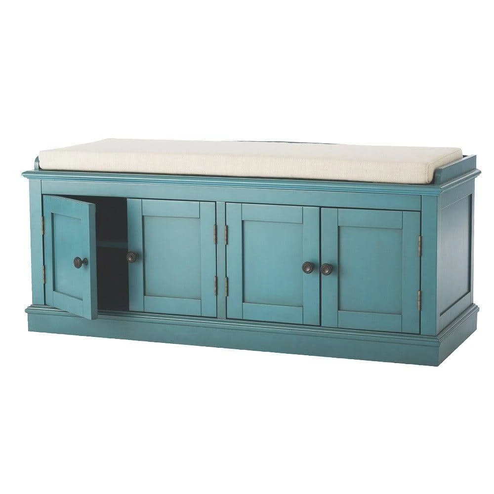 Home Decorators Collection Laughlin Antique Blue Storage Bench 5 Home Decorators Collection Laughlin Antique Blue Storage Bench - Image 3