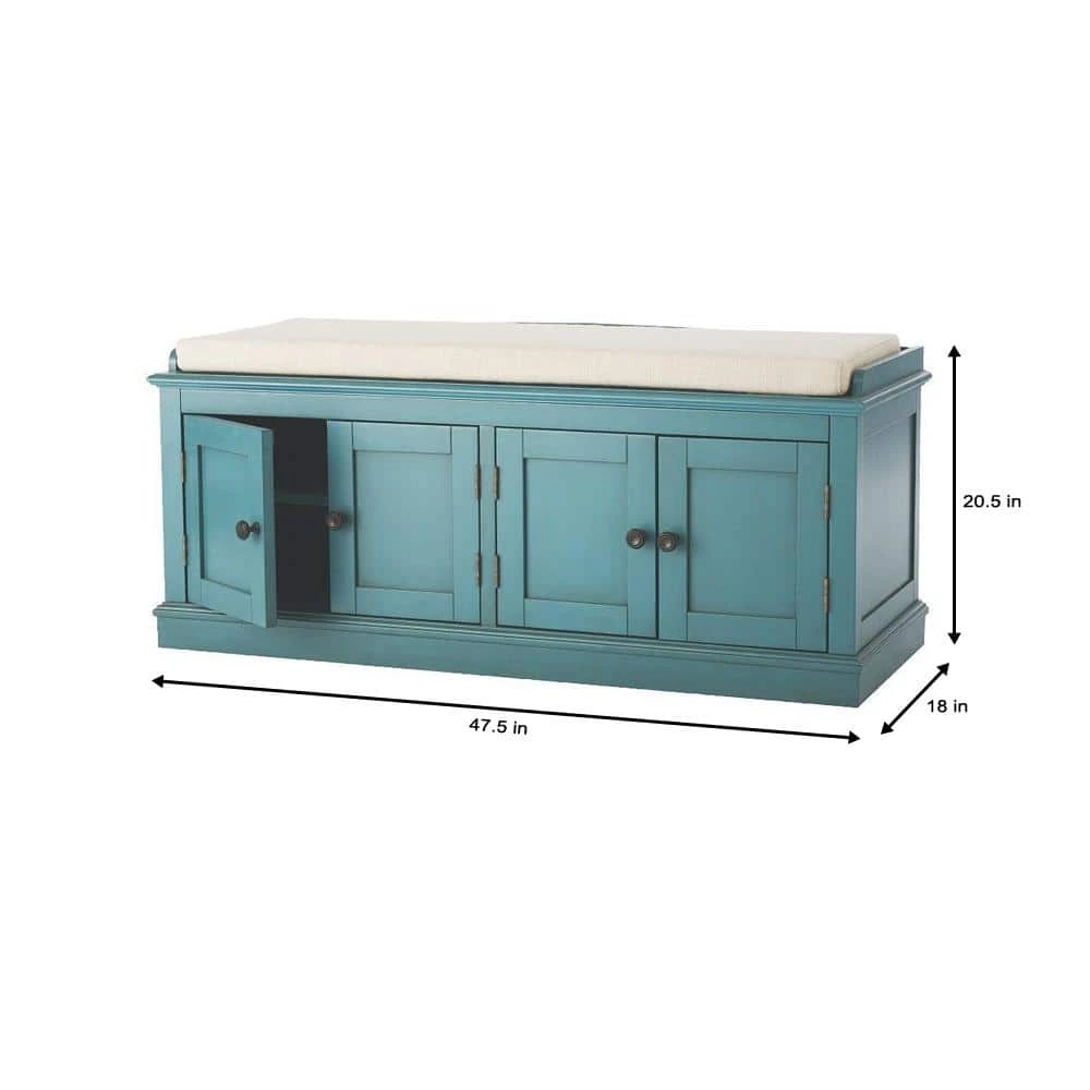 Home Decorators Collection Laughlin Antique Blue Storage Bench 4 Home Decorators Collection Laughlin Antique Blue Storage Bench - Image 2