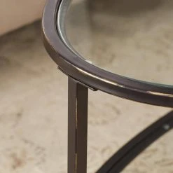 Home Decorators Collection Bella 46 in. Antique Bronze/Clear Large Oval Glass Coffee Table with Shelf -Flora Home Decorators Soldes antique bronze home decorators collection coffee tables v183102xxb np 66 1000