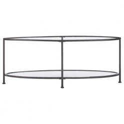 Home Decorators Collection Bella 46 in. Antique Bronze/Clear Large Oval Glass Coffee Table with Shelf -Flora Home Decorators Soldes antique bronze home decorators collection coffee tables v183102xxb np 77 1000