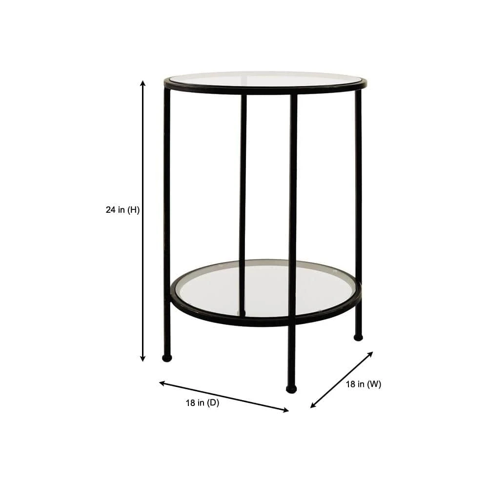 Home Decorators Collection Bella Round Antique Bronze Metal and Glass Accent Table (18 in. W x 24 in. H) 4 Home Decorators Collection Bella Round Antique Bronze Metal and Glass Accent Table (18 in. W x 24 in. H) - Image 2