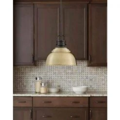 Home Decorators Collection Shelston 13-in. 1-Light Antique Gold Farmhouse Hanging Kitchen Pendant Light with Metal Shade -Flora Home Decorators Soldes antique gold home decorators collection chandeliers rs20190724 1 ag 1d 1000