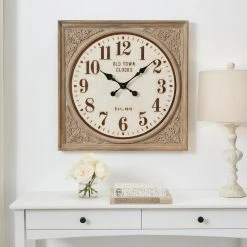 Home Decorators Collection Large Square Wall Clock with Antiqued Wooden Frame (27 in.) -Flora Home Decorators Soldes antique home decorators collection wall clocks 99bc100c5a 40 1000