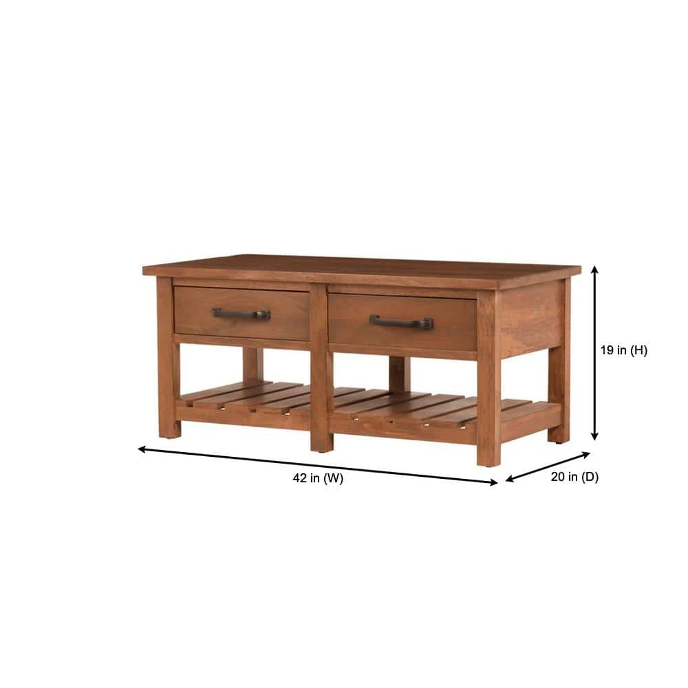 Home Decorators Collection Danforth 42 in. Antique Patina Large Rectangle Wood Coffee Table with 2-Drawers 4 Home Decorators Collection Danforth 42 in. Antique Patina Large Rectangle Wood Coffee Table with 2-Drawers - Image 2