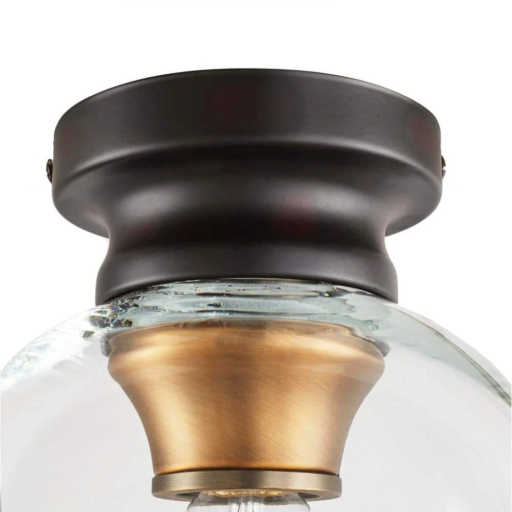 Home Decorators Collection Evelyn 8 in. 1-Light Modern Industrial Bronze Flush Mount Ceiling Light with Clear Glass Shade 9 Home Decorators Collection Evelyn 8 in. 1-Light Modern Industrial Bronze Flush Mount Ceiling Light with Clear Glass Shade - Image 7