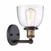 Home Decorators Collection Evelyn 6 in. 1-Light Bronze Modern Industrial Wall Mount Sconce Light with Clear Glass Shade -Flora Home Decorators Soldes artisan bronze home decorators collection vanity lighting hb15018 313 64 1000