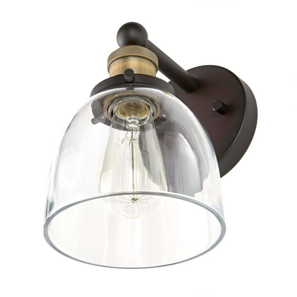 Home Decorators Collection Evelyn 6 in. 1-Light Bronze Modern Industrial Wall Mount Sconce Light with Clear Glass Shade 8 Home Decorators Collection Evelyn 6 in. 1-Light Bronze Modern Industrial Wall Mount Sconce Light with Clear Glass Shade - Image 6