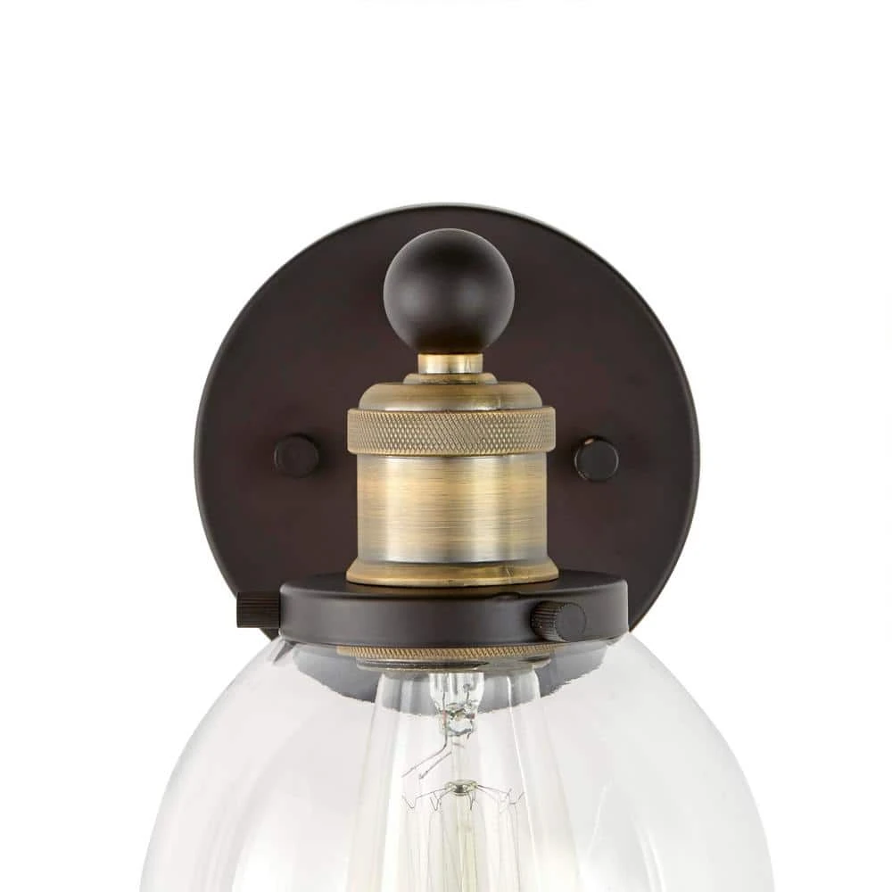 Home Decorators Collection Evelyn 6 in. 1-Light Bronze Modern Industrial Wall Mount Sconce Light with Clear Glass Shade 10 Home Decorators Collection Evelyn 6 in. 1-Light Bronze Modern Industrial Wall Mount Sconce Light with Clear Glass Shade - Image 8