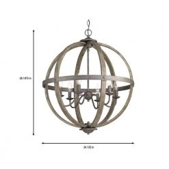 Home Decorators Collection Keowee 24-1/4 in. 6-Light Artisan Iron Farmhouse Orb Chandelier with Coastal Antique White Wood Accents -Flora Home Decorators Soldes artisan iron elm wood home decorators collection chandeliers 1004hdcaidi 40 1000