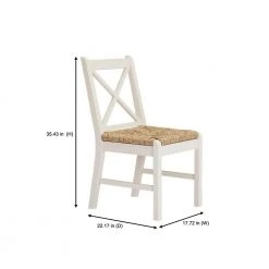 Home Decorators Collection Dorsey Ivory Wood Dining Chair with Cross Back and Rush Seat (Set of 2) (17.72 in. W x 35.43 in. H) -Flora Home Decorators Soldes beige ivory home decorators collection dining chairs ch1902032 nivy 4f 1000