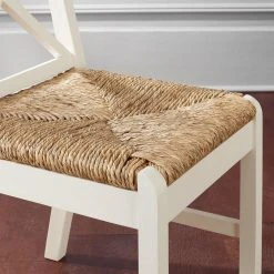 Home Decorators Collection Dorsey Ivory Wood Dining Chair with Cross Back and Rush Seat (Set of 2) (17.72 in. W x 35.43 in. H) -Flora Home Decorators Soldes beige ivory home decorators collection dining chairs ch1902032 nivy a0 1000