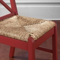 Home Decorators Collection Dorsey Mason Red Wood Dining Chair with Cross Back and Rush Seat (Set of 2) (17.72 in. W x 35.43 in. H) -Flora Home Decorators Soldes beige mason red home decorators collection dining chairs ch1902032 nmas a0 1000