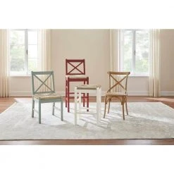 Home Decorators Collection Dorsey Mason Red Wood Dining Chair with Cross Back and Rush Seat (Set of 2) (17.72 in. W x 35.43 in. H) -Flora Home Decorators Soldes beige mason red home decorators collection dining chairs ch1902032 nmas c3 1000