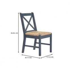 Home Decorators Collection Dorsey Midnight Blue Wood Dining Chair with Cross Back and Rush Seat (Set of 2) (17.72 in. W x 35.43 in. H) -Flora Home Decorators Soldes beige midnight blue home decorators collection dining chairs ch1902032 nmid 4f 1000