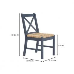 Home Decorators Collection Dorsey Midnight Blue Wood Dining Chair with Cross Back and Rush Seat (Set of 2) (17.72 in. W x 35.43 in. H) -Flora Home Decorators Soldes beige midnight blue home decorators collection dining chairs ch1902032 nmid e1 1000