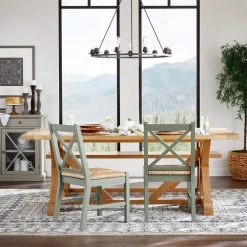 Home Decorators Collection Dorsey Willow Green Wood Dining Chair with Cross Back and Rush Seat (Set of 2) (17.72 in. W x 35.43 in. H) -Flora Home Decorators Soldes beige willow green home decorators collection dining chairs ch1902032 nwil 44 1000