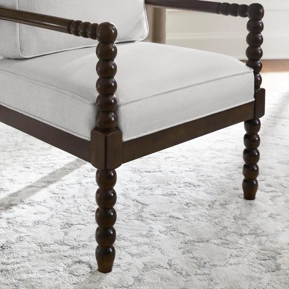 Home Decorators Collection Classic Wood Spindle Upholstered Accent Chair in Biscuit (28" W) 7 Home Decorators Collection Classic Wood Spindle Upholstered Accent Chair in Biscuit (28" W) - Image 5