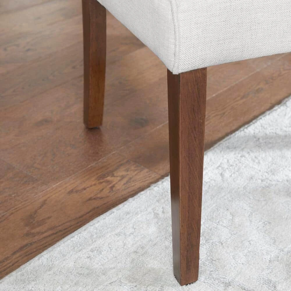 Home Decorators Collection Classic Upholstered Dining Accent Bench with Button Tufted Back and Walnut Accents (53" W) 7 Home Decorators Collection Classic Upholstered Dining Accent Bench with Button Tufted Back and Walnut Accents (53" W) - Image 5