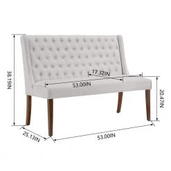 Home Decorators Collection Classic Upholstered Dining Accent Bench with Button Tufted Back and Walnut Accents (53" W) 13 Home Decorators Collection Classic Upholstered Dining Accent Bench with Button Tufted Back and Walnut Accents (53" W) -Flora Home Decorators Soldes biscuit home decorators collection bedroom benches 53 1f 1000