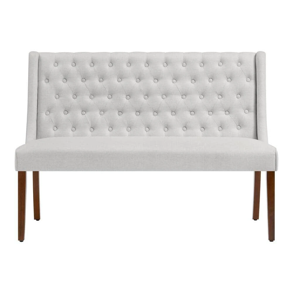 Home Decorators Collection Classic Upholstered Dining Accent Bench with Button Tufted Back and Walnut Accents (53" W) 3 Home Decorators Collection Classic Upholstered Dining Accent Bench with Button Tufted Back and Walnut Accents (53" W)