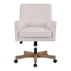 Home Decorators Collection Cosgrove Biscuit Beige Upholstered Office Chair with Arms and Adjustable Wood Base