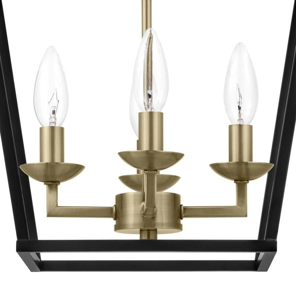 Home Decorators Collection Weyburn 16.5 in. 4-Light Black and Gold Lantern Farmhouse Semi-Flush Mount Kitchen Ceiling Light Fixture 5 Home Decorators Collection Weyburn 16.5 in. 4-Light Black and Gold Lantern Farmhouse Semi-Flush Mount Kitchen Ceiling Light Fixture - Image 3