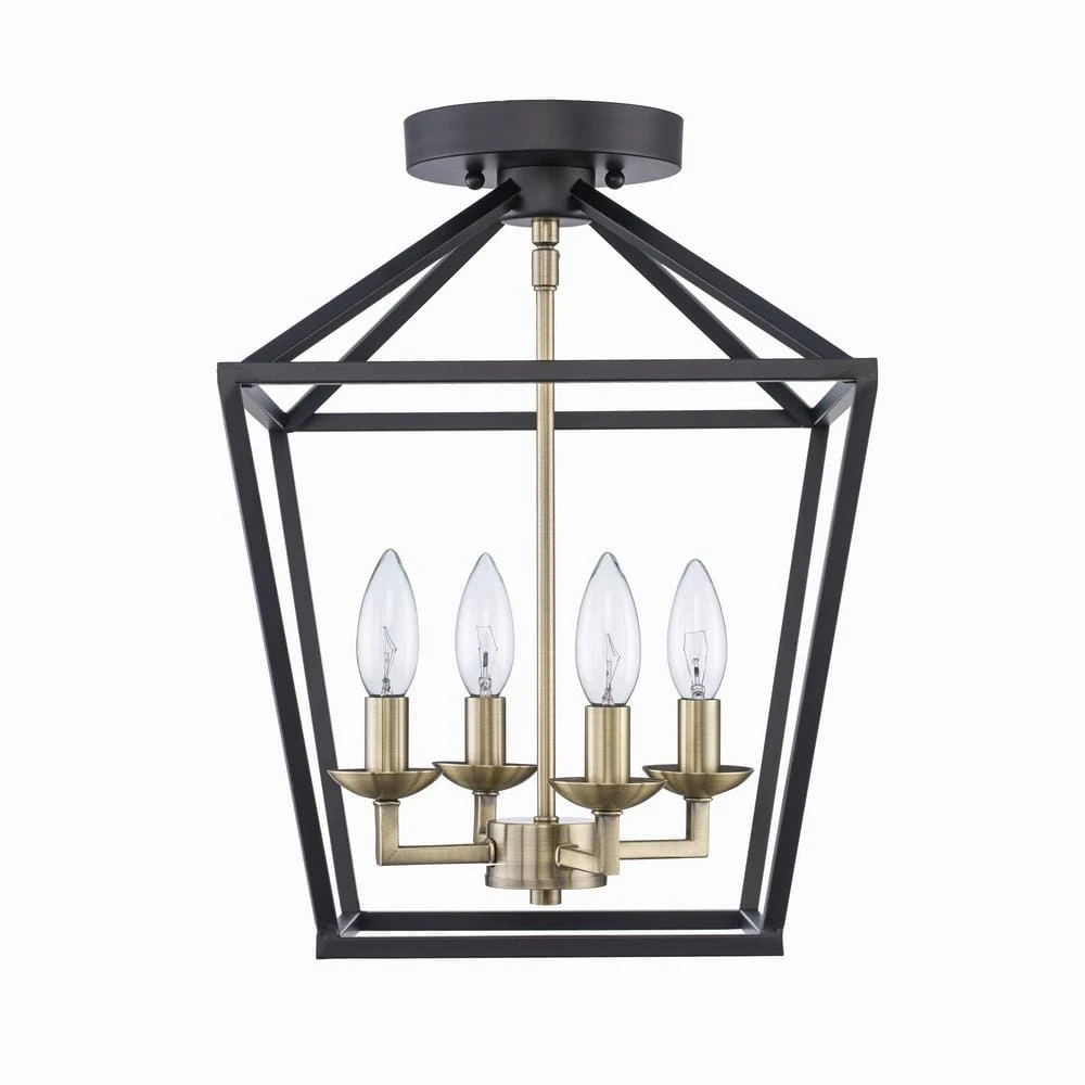 Home Decorators Collection Weyburn 16.5 in. 4-Light Black and Gold Lantern Farmhouse Semi-Flush Mount Kitchen Ceiling Light Fixture 3 Home Decorators Collection Weyburn 16.5 in. 4-Light Black and Gold Lantern Farmhouse Semi-Flush Mount Kitchen Ceiling Light Fixture