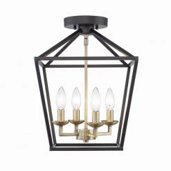 Home Decorators Collection Weyburn 16.5 in. 4-Light Black and Gold Lantern Farmhouse Semi-Flush Mount Kitchen Ceiling Light Fixture 18 Home Decorators Collection Weyburn 16.5 in. 4-Light Black and Gold Lantern Farmhouse Semi-Flush Mount Kitchen Ceiling Light Fixture -Flora Home Decorators Soldes black and gold home decorators collection flush mount lights c5596 bk gd 77 1000