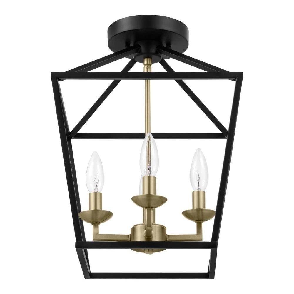 Home Decorators Collection Weyburn 16.5 in. 4-Light Black and Gold Lantern Farmhouse Semi-Flush Mount Kitchen Ceiling Light Fixture 13 Home Decorators Collection Weyburn 16.5 in. 4-Light Black and Gold Lantern Farmhouse Semi-Flush Mount Kitchen Ceiling Light Fixture - Image 11