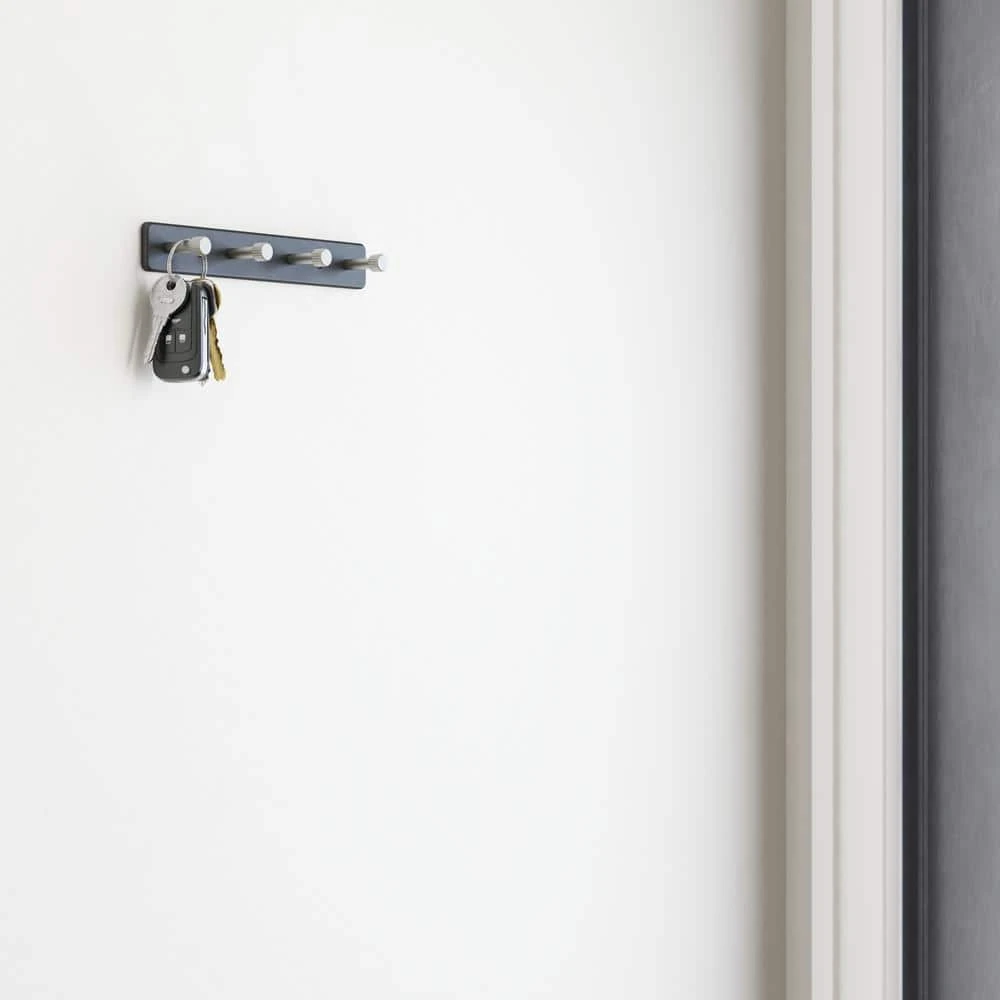 Home Decorators Collection 8 in. L Black and Nickel Metal Round Hook Key Rail 4 Home Decorators Collection 8 in. L Black and Nickel Metal Round Hook Key Rail - Image 2