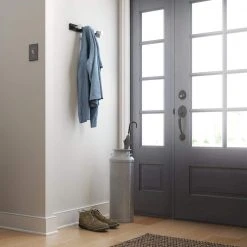 Home Decorators Collection 18 in. L Black and Nickel Industrial Round Knob Hook Rail -Flora Home Decorators Soldes black and nickel home decorators collection hooks r44446h bwn u a0 1000