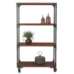 Home Decorators Collection 62.75 in. Black/Brown Metal 3-shelf Etagere Bookcase with Open Back -Flora Home Decorators Soldes black home decorators collection bookcases bookshelves 0559800210 40 1000