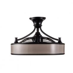 Home Decorators Collection Windara 22 in. LED Indoor/Covered Outdoor Black Ceiling Fan with Light Kit and Remote Control -Flora Home Decorators Soldes black home decorators collection ceiling fans with lights sfl 550l3 44 1000