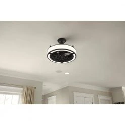 Home Decorators Collection Windara 22 in. LED Indoor/Covered Outdoor Black Ceiling Fan with Light Kit and Remote Control -Flora Home Decorators Soldes black home decorators collection ceiling fans with lights sfl 550l3 66 1000