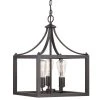 Home Decorators Collection Boswell Quarter 14 in. 3-Light Distressed Black Farmhouse Square Pendant Light