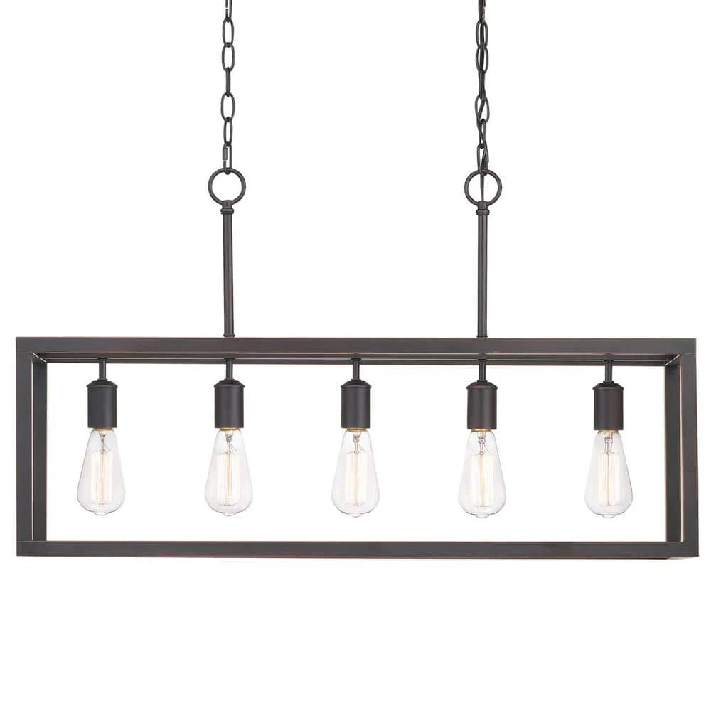 Home Decorators Collection Boswell Quarter 34 in. 5-Light Distressed Black Farmhouse Linear Chandelier for Dining and Kitchen Islands 11 Home Decorators Collection Boswell Quarter 34 in. 5-Light Distressed Black Farmhouse Linear Chandelier for Dining and Kitchen Islands - Image 9