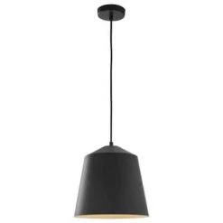 Home Decorators Collection 1-Light Black Metal Industrial Farmhouse Hanging Kitchen Pendant Light