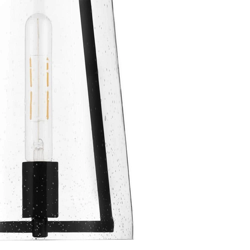 Home Decorators Collection Desmond 8 in. 1-Light Modern Black Hanging Pendant Light with Smoke Seeded Glass Shade 5 Home Decorators Collection Desmond 8 in. 1-Light Modern Black Hanging Pendant Light with Smoke Seeded Glass Shade - Image 3