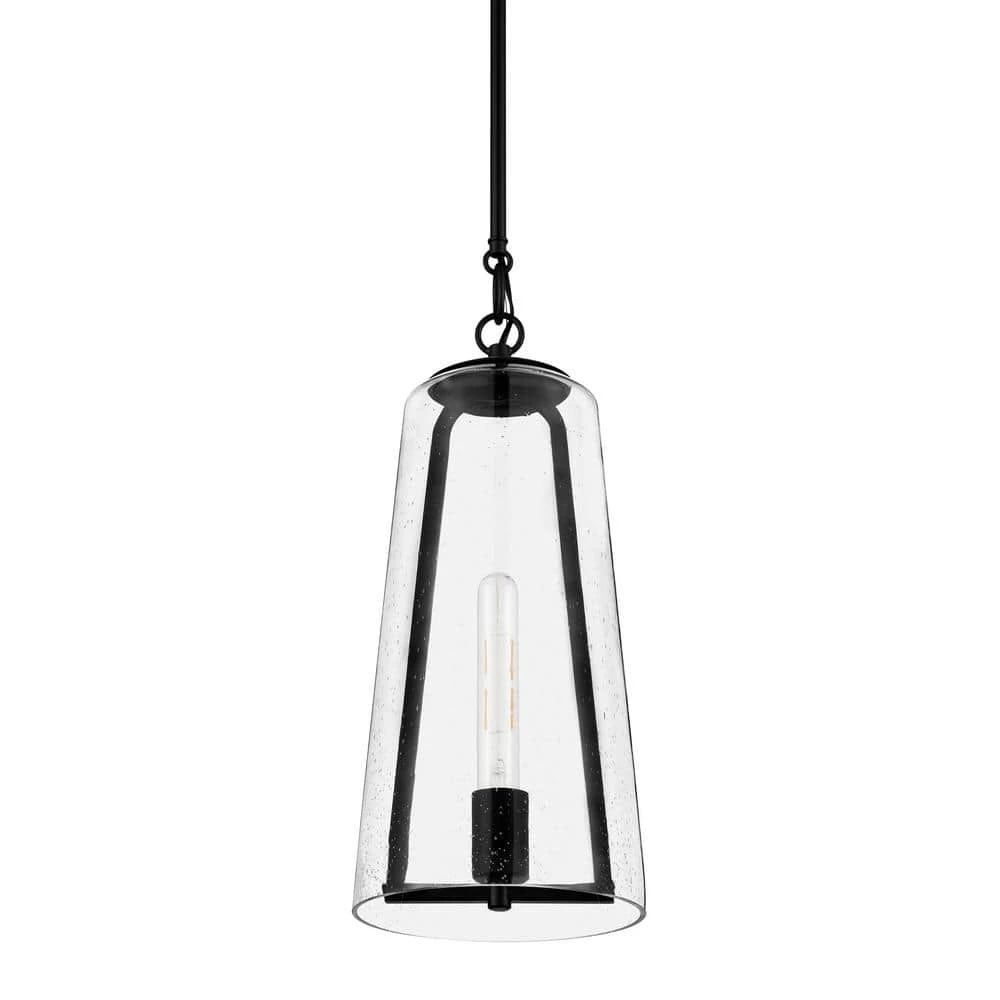 Home Decorators Collection Desmond 8 in. 1-Light Modern Black Hanging Pendant Light with Smoke Seeded Glass Shade 3 Home Decorators Collection Desmond 8 in. 1-Light Modern Black Hanging Pendant Light with Smoke Seeded Glass Shade