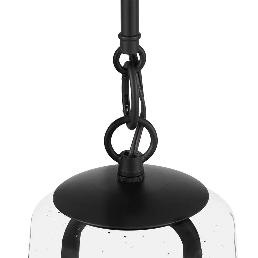 Home Decorators Collection Desmond 8 in. 1-Light Modern Black Hanging Pendant Light with Smoke Seeded Glass Shade 6 Home Decorators Collection Desmond 8 in. 1-Light Modern Black Hanging Pendant Light with Smoke Seeded Glass Shade - Image 4